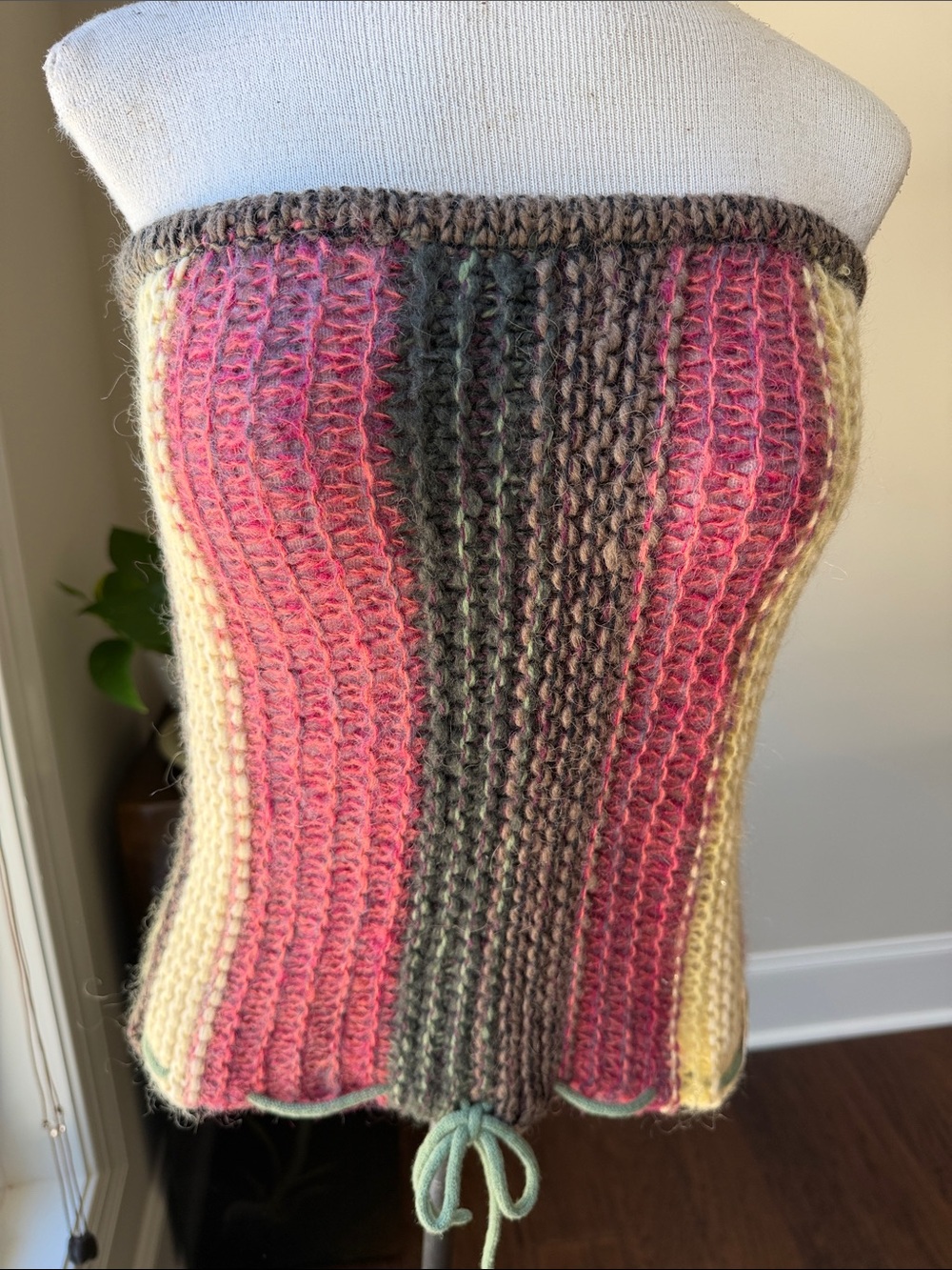 Diesel Multicolor Striped Knit Strapless Tube Top in Pink, Green, Yellow